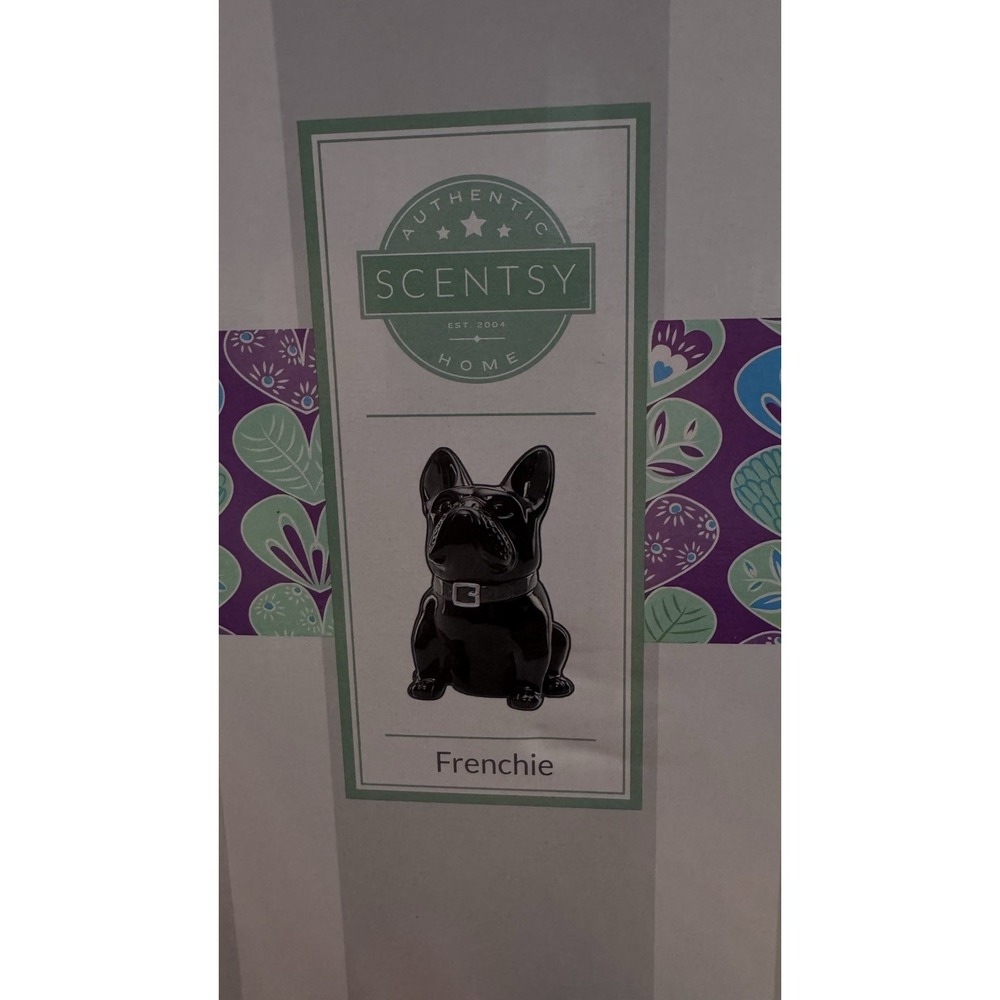 Scentsy Frenchie Electric Wax Warmer Ceramic Black Red Collar Glossy Finish 2015